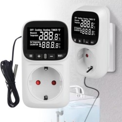 Priza termostat WiFi SINOTIMER STC-916W-EU, 16A, 230V, control temperatura incalzire/racire, senzor extern, timer, aplicatie
